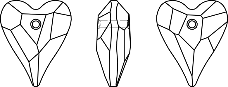 Swarovski Crystal Pendants - 6240 - Wild Heart Line Drawing