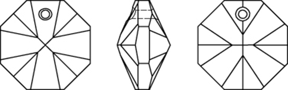 Swarovski Crystal Pendants - 6401 - Octagon Line Drawing