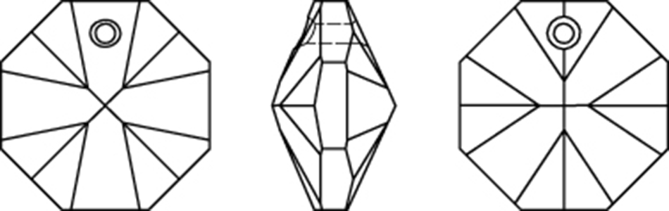 Swarovski Crystal Pendants - 6401 - Octagon Line Drawing