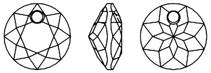 Swarovski Crystal Pendants - 6430 Classic Cut Line Drawing