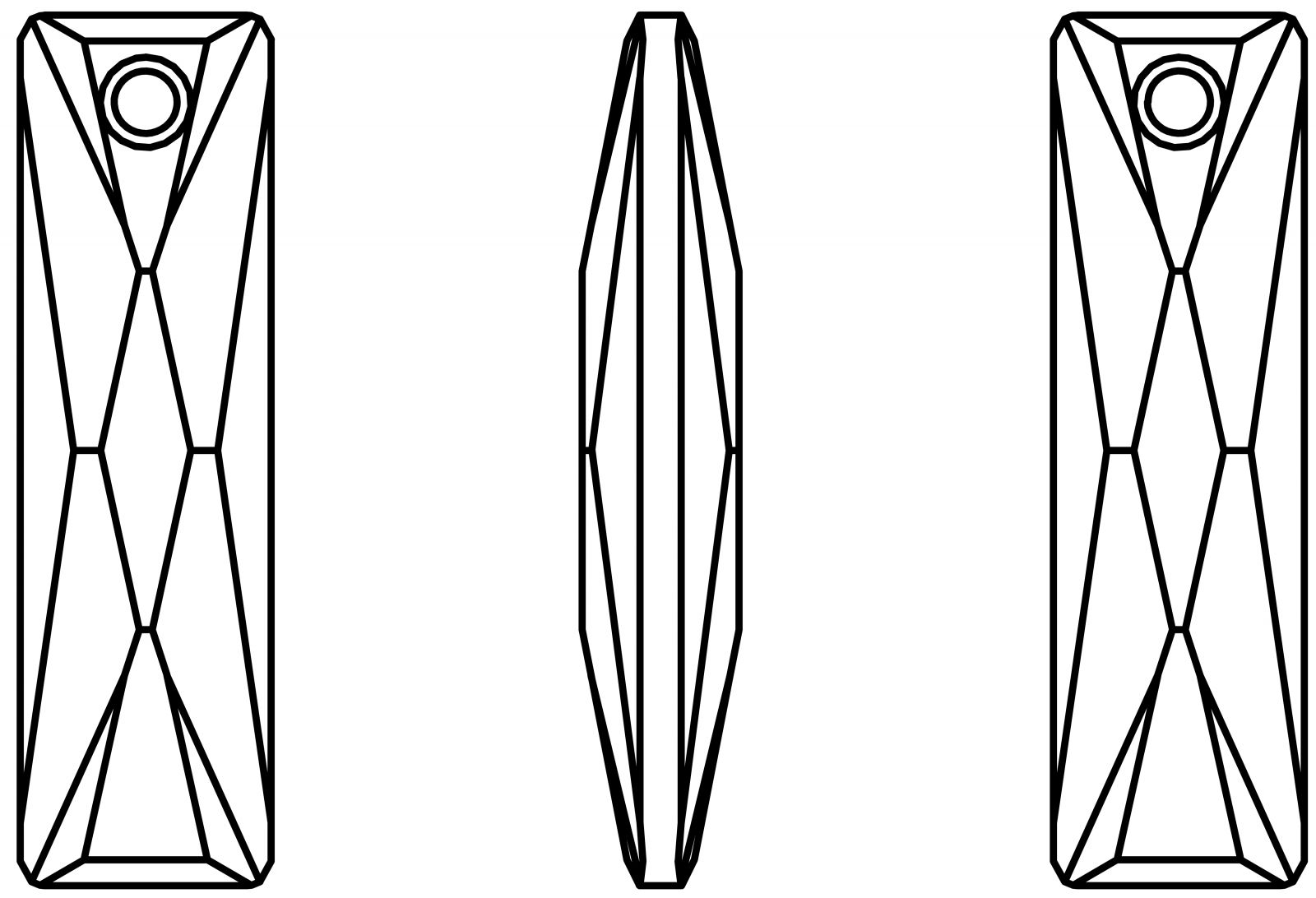 Swarovski Crystal Pendants - 6465 - Queen Baguette Line Drawing