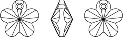 Swarovski Crystal Pendants - 6744 - Flower Line Drawing