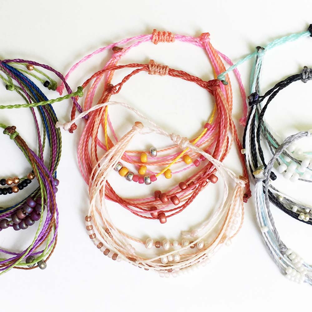 Beaded Waxed Cord Friendship Bracelets