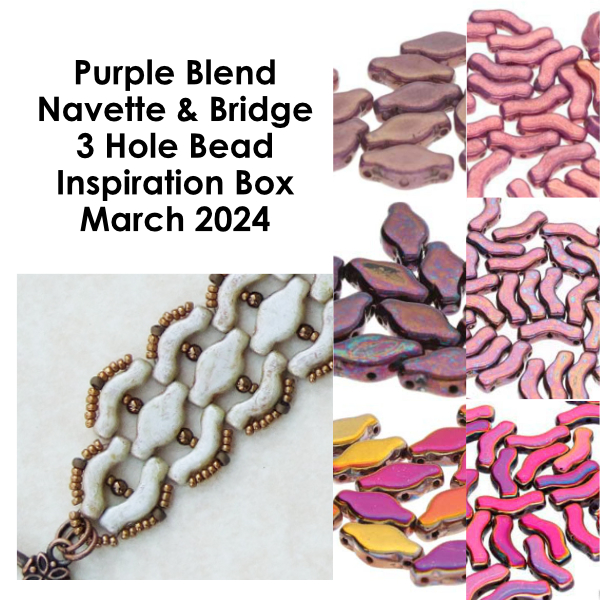 Navette & Bridge 3 Hole Bead Inspiration Box – March 2024 - Purple Blend