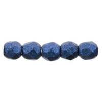 2mm - Metallic Suede Blue - Faceted Round Firepolish - 50 Bead Strand - 1-02-79031