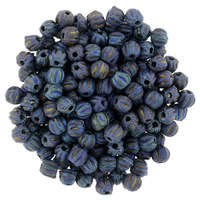 3mm Matte - Iris - Blue - Melon Round - 100 Bead Strand - 287-03-21135