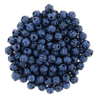3mm Metallic Suede - Blue - Melon Round - 100 Bead Strand - 287-03-79031