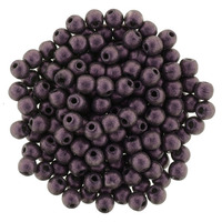 3mm Metallic Suede - Pink - Round Beads - 100 Bead Strand - 5-03-79086