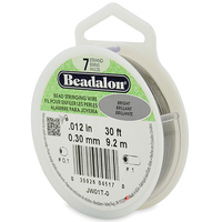 7 Strand Stainless Steel Bead Stringing Wire - .012 in (0.30 mm) -  30 ft (9.2 m) - Bright - JW01T-0