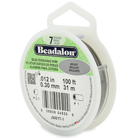 7 Strand Stainless Steel Bead Stringing Wire - .012 in (0.30 mm) -  100 ft (31 m) - Bright - JW01T-1