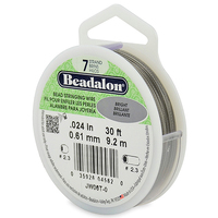 7 Strand Stainless Steel Bead Stringing Wire - .024 in (0.61 mm) -  30 ft (9.2 m) - Bright - JW06T-0