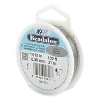 49 Strand Stainless Steel Bead Stringing Wire - .015 in (0.38 mm) -  100 ft (31 m) - Bright - JW10T-1