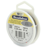 19 Strand Stainless Steel Bead Stringing Wire - .015 in (0.38 mm) -  100 ft (31 m) - Bright - JW14T-1