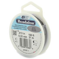 49 Strand Stainless Steel Bead Stringing Wire - .013 in (0.33 mm) -  100 ft (31 m) - Bright - JW18T-1
