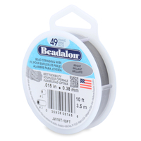 49 Strand Stainless Steel Bead Stringing Wire - .015 in (0.38 mm) -  10 ft (3.1 m) - Bright - JW10T-10FT