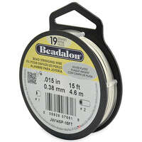 19 Strand  Bead Stringing Wire -  .015 in (0.38 mm) - 15 ft (4.5 m) - Silver Plated - JW14SP-15FT