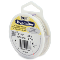 19 Strand  Bead Stringing Wire -  .015 in (0.38 mm) - 30 ft (9.2 m) - Silver Color - JW14S-0