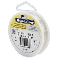 19 Strand  Bead Stringing Wire -  .015 in (0.38 mm) - 100 ft (31 m) - Silver Color - JW14S-1