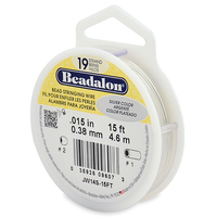 19 Strand  Bead Stringing Wire -  .015 in (0.38 mm) - 15 ft (4.5 m) - Silver Color - JW14S-15FT