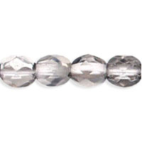 4mm - Silver 1/2 - Faceted Round Firepolish - 50 Bead Strand - 1-04-27001