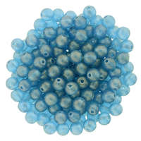 4mm Sueded Gold Capri Blue - Round Beads - 100 Bead Strand - 5-04-MSG6008