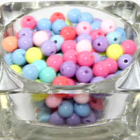 8mm Mixed Pastel Colours Round Opaque Bead 