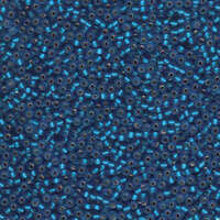 Miyuki 11/0 Rocaille Bead - 11-925F - Matte Silver Lined Capri Blue