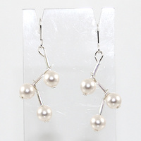 Rosemary Pearl Earrings - Swarovski Crystal - Crystal White & Silver