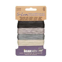 S-Lon Standard Twist Bead / Macrame Cord (TEX210) - Cool Neutral Mix - Silver / Black / Light Grey / Dark Grey - 10yd - SLBC162-CD