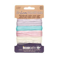 S-Lon Standard Twist Bead / Macrame Cord (TEX210) - Tropical Mix - Aqua / White / Lavender / Blush - 10yd - SLBC118-CD