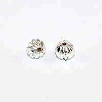 6mm Round Corrugated Bead - Silver