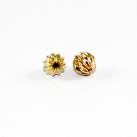6mm Round Corrugated Bead - Gold