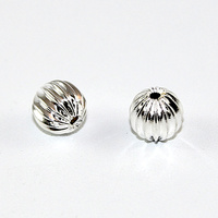 8mm Round Corrugated Bead - Silver