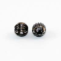 8mm Round Corrugated Bead - Gunmetal