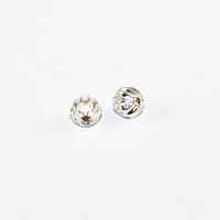 4mm Round Corrugated Bead - Silver