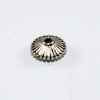 Striped Puffed Disc Spacer - Antique Silver
