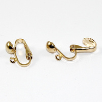6mm Dome with Drop Clip on Earring - Pair - Gold