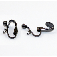 4mm Dome with Drop Clip on Earring - Gunmetal - Pair
