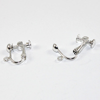 4mm Dome with Drop Screw on Earring - Pair - Silver