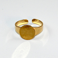12mm Flat Pad Adjustable Ring Base - Gold