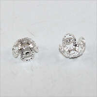 4 Leaf Lace Bead Cap - Silver