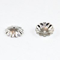 Corrugated Small Bead Cap - Silver