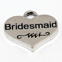 Bridesmaid Heart Charm - Antique Silver