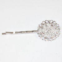 Filagree Flower Bobby Pin Hair Clip - Silver Plate - Pack of 2