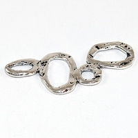 Mixed Oval Connector - Antique Silver