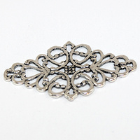 Flower Pattern Rhombus Connector - Antique Silver