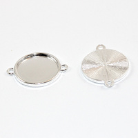18mm Round Cabochon Connector Setting - Silver Plated