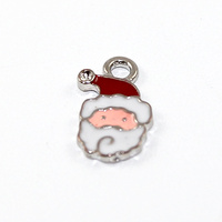 Santa Claus Enamel Charm - Silver Plated - 2 Pieces