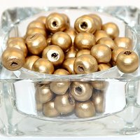 10mm Round Wooden Beads - Gold - 50 Piece Bag