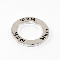 Mum Stamped Circle Pendant  - Antique Silver